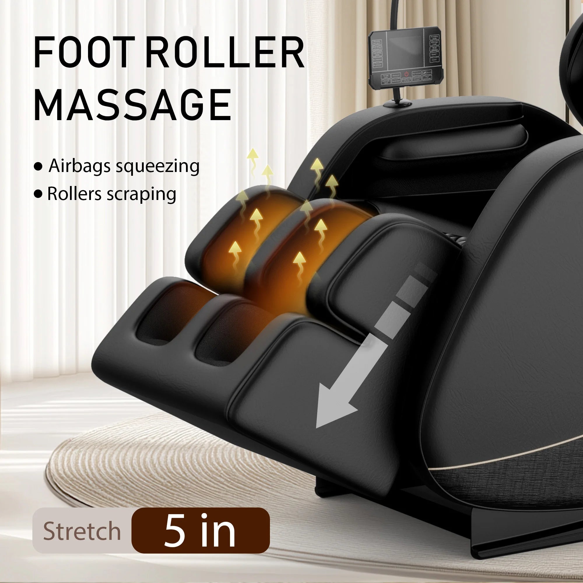 Zero Gravity Full Body Massage Chair with Heating, Airbags, Foot Roller & Touch Screen – Supports Up to 180 lbs