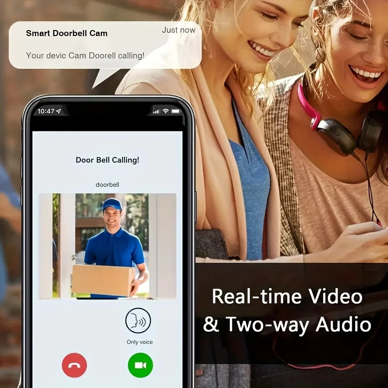 Doorbell Smart Home Door Bell Wireless Rechargeable Battery Outdoor HD Camera Two Way Audio Visual phone monitoring Doorbell