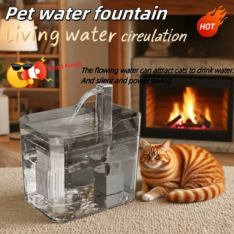 1.5L Cat Water Fountain Automatic Water Dispenser USB Live Circulation Filter Pet Drinker Quiet Pet Water Fountain Cat Small Pet
