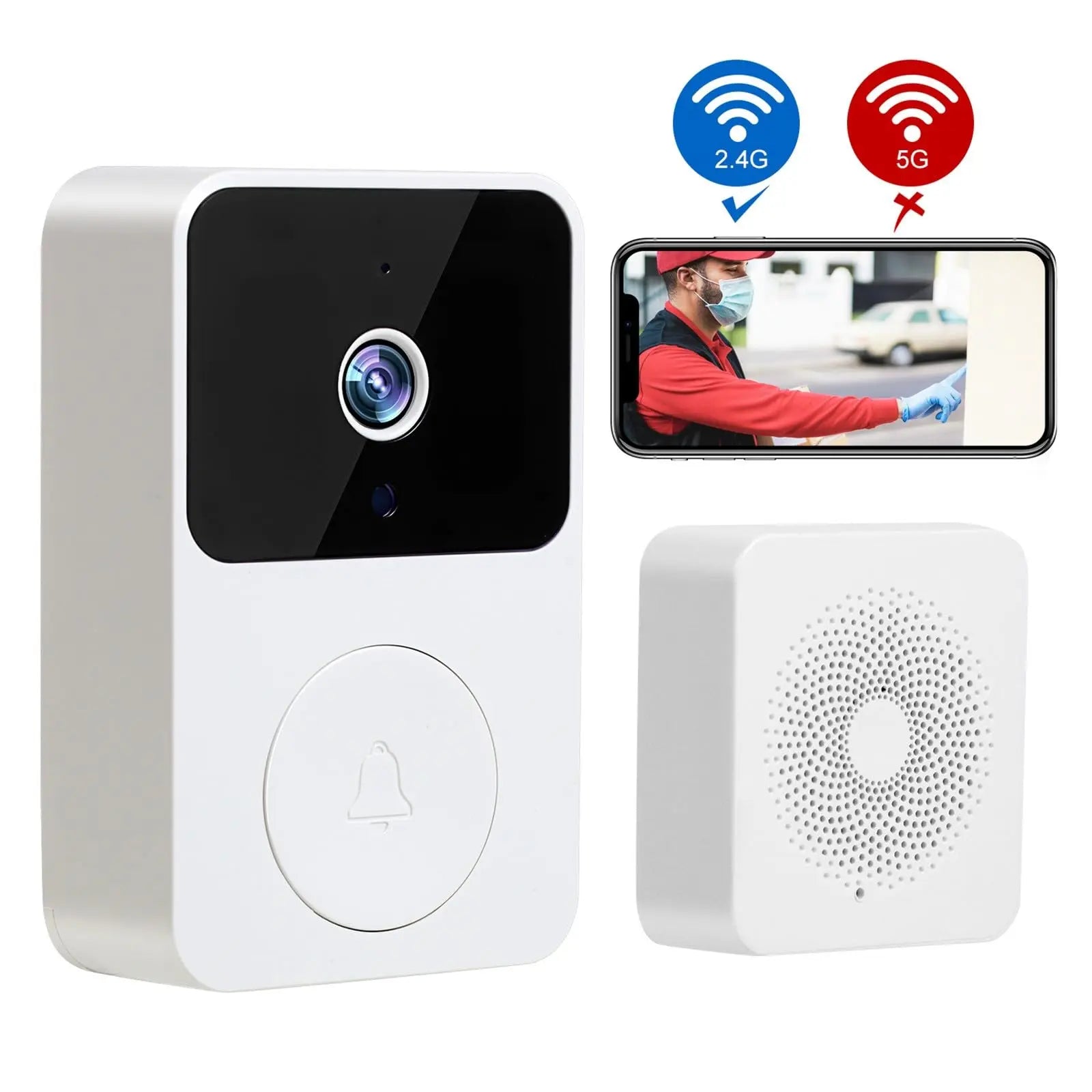Doorbell Smart Home Door Bell Wireless Rechargeable Battery Outdoor HD Camera Two Way Audio Visual phone monitoring Doorbell