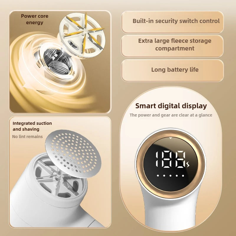 Electric Lint Remover Intelligent Digital Display USB Rechargeable Hairball Trimmer Portable Clothes Shaver 5 Gear Razor